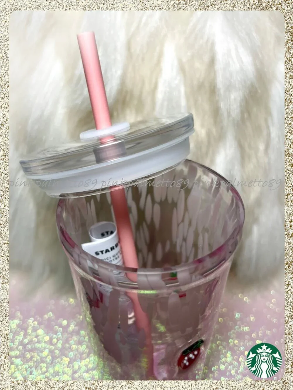 ✨🍓 NWT 2026 Starbucks 'Pink Drink' Strawberry 16oz Glass Tumbler w/ Straw